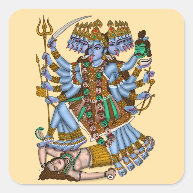 Quadrado Adesivo da Deusa Mahakali (Frente)