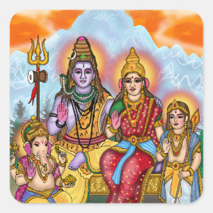Quadrado Adesivo da Família do Senhor Shiva