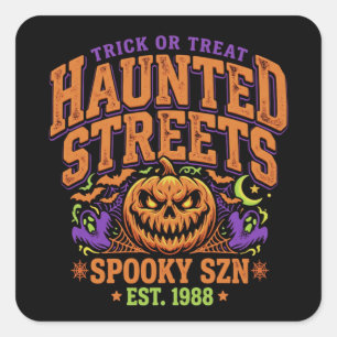 Quadrado Adesivo de Abóbora de Halloween Vintage - Temporad