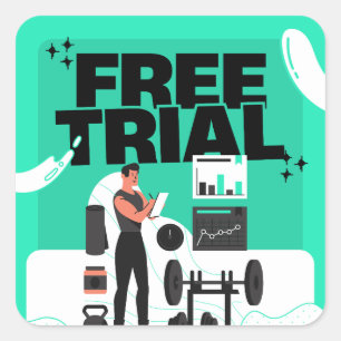Quadrado Adesivo de Academia de Ginástica Vintage / Fitness
