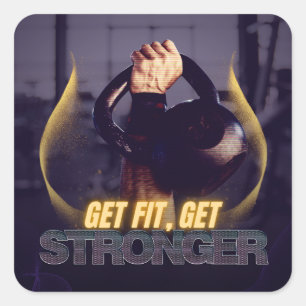 Quadrado Adesivo de Academia / Fitness Fofo mais forte a