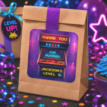 Adesivo de Agradecimento de Aniversário de Arcade