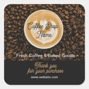 Quadrado Adesivo de agradecimento de Café Agradecimento d