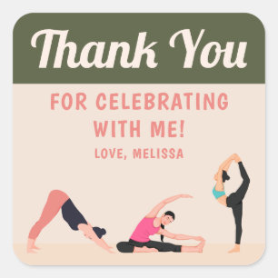 Quadrado Adesivo de agradecimento de estúdio de Yoga Simple