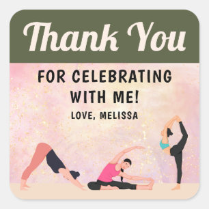 Quadrado Adesivo de Agradecimento do Estúdio de Yoga Elegan