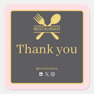 Quadrado Adesivo de agradecimento ousado para restaurante