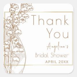 Quadrado Adesivo de agradecimento para chá de noiva.
