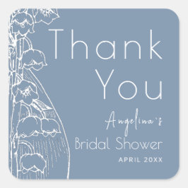 Quadrado Adesivo de agradecimento para chá de noiva.