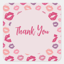Adesivo de Agradecimento para Festa Glam com Lábio