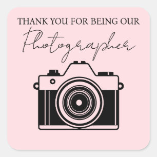 Quadrado Adesivo de Agradecimento para Fotógrafo Limpo