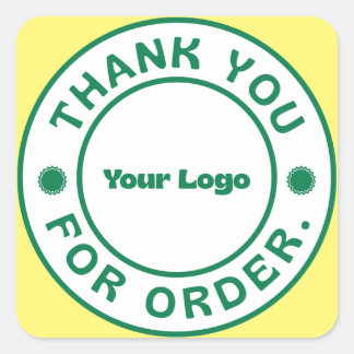Quadrado Adesivo de Agradecimento pelo Pedido com Logotipo