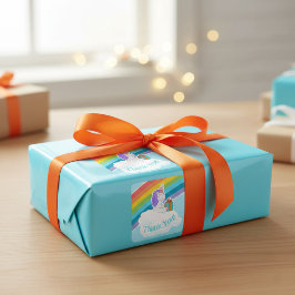 Quadrado Adesivo de Agradecimento Personalizado Unicórnio F