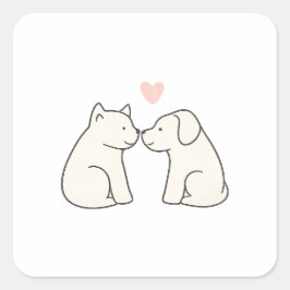 Quadrado Adesivo de Amor de Cachorro