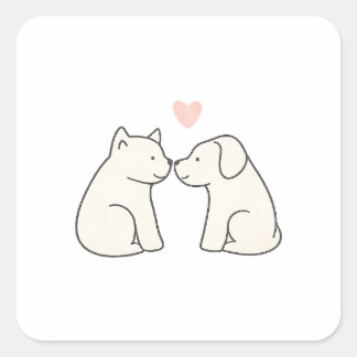 Quadrado Adesivo de Amor de Cachorro