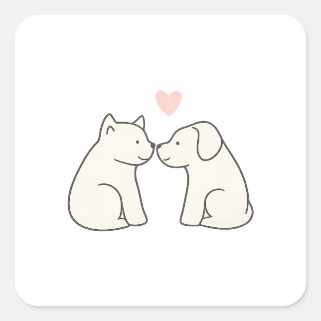 Quadrado Adesivo de Amor de Cachorro (Frente)