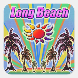 Quadrado Adesivo de amor de Long Beach Summer
