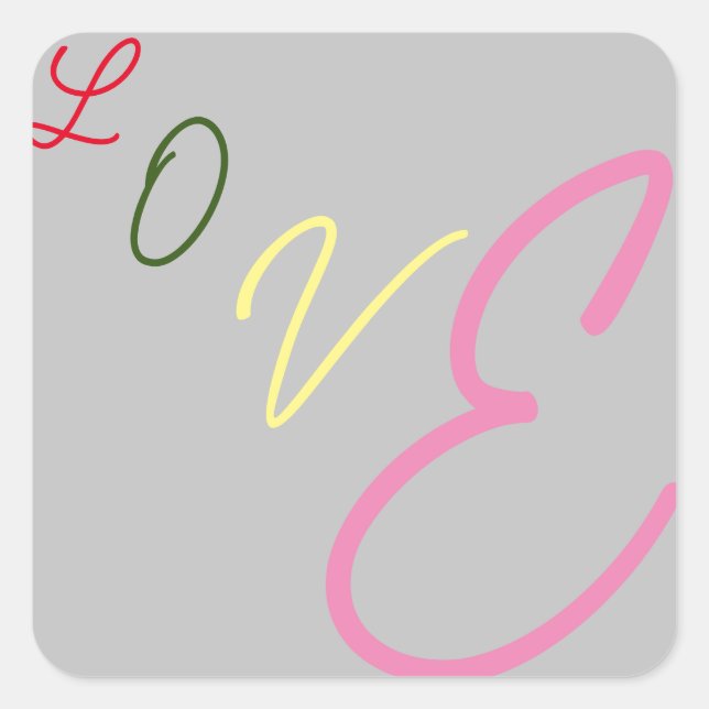 Quadrado Adesivo de amor tipográfico (Frente)