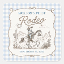 Adesivo de Aniversário do Primeiro Rodeio do Cowbo