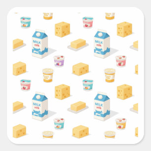 Quadrado Adesivo de arte de padrão de laticínios e leite