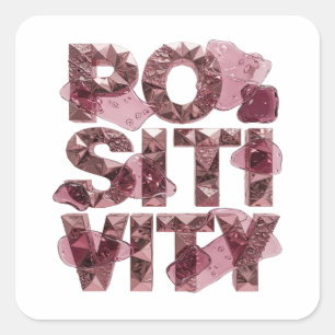 Quadrado Adesivo de Arte Decal POSITIVIDADE Rosa Fofo