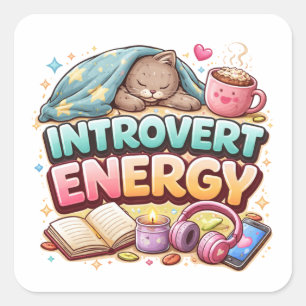 Quadrado Adesivo de Arte Estética de Energia de Introvertid