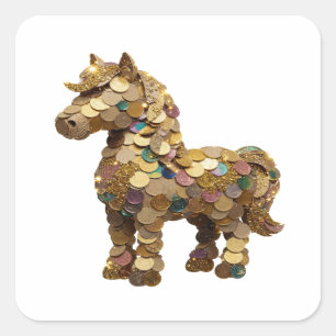 Quadrado Adesivo de Arte MOEDAS DE UNICÓRNIO Prata Resfrian