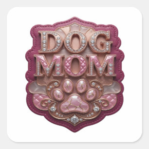 Quadrado Adesivo de Arte Sharp Gold DOG MOM