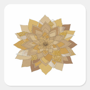 Quadrado Adesivo de artesanato MANTRA FLORAL DOURADA Cinza