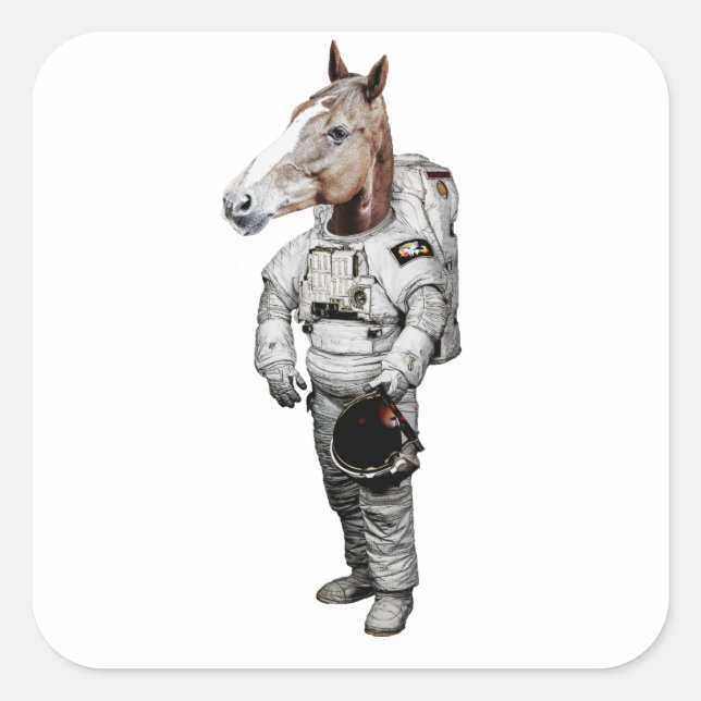 Quadrado Adesivo de Astronauta de Pferd (Frente)