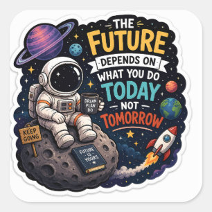 Quadrado Adesivo de Astronauta Motivacional