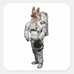 Quadrado Adesivo de Astronauta Pastor Alemão