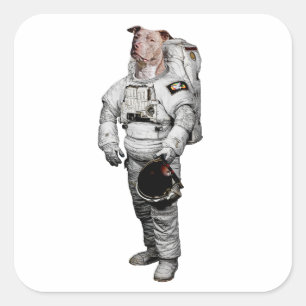 Quadrado Adesivo de Astronauta Pit Bull Terrier