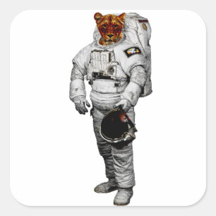 Quadrado Adesivo de Astronauta Tigre