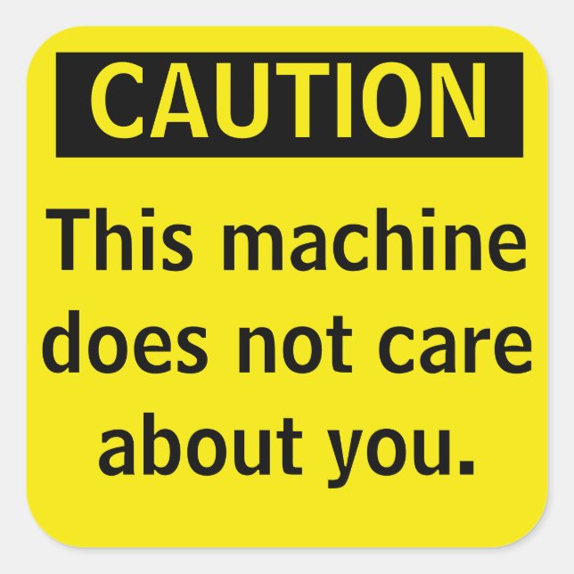 Quadrado Adesivo de Aviso de Paródia de Precaução Pequena (Frente)