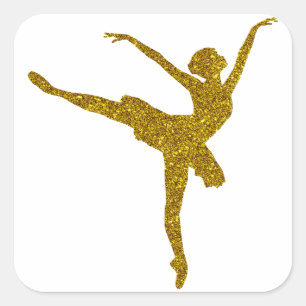 Quadrado Adesivo de Bailarina Dourada