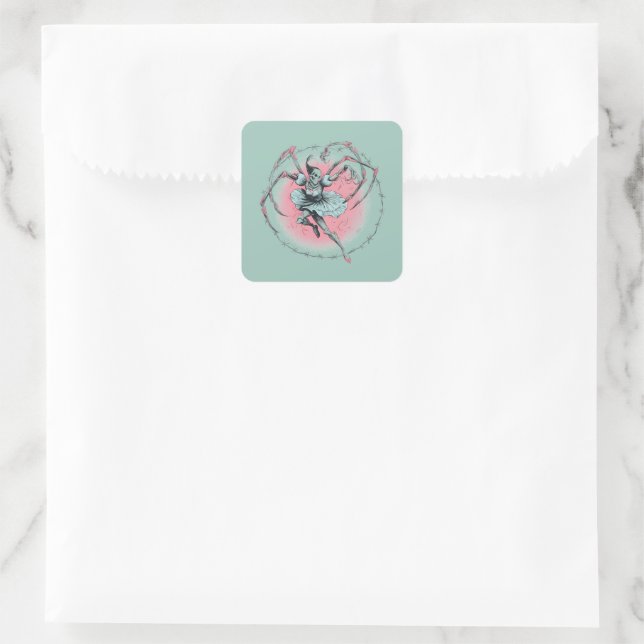 Quadrado Adesivo de Bailarina Esqueleto Sinistro (Bolsa)