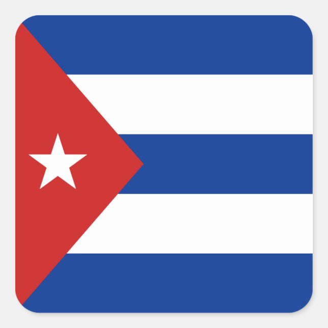 Quadrado Adesivo de bandeira de Cuba (Frente)