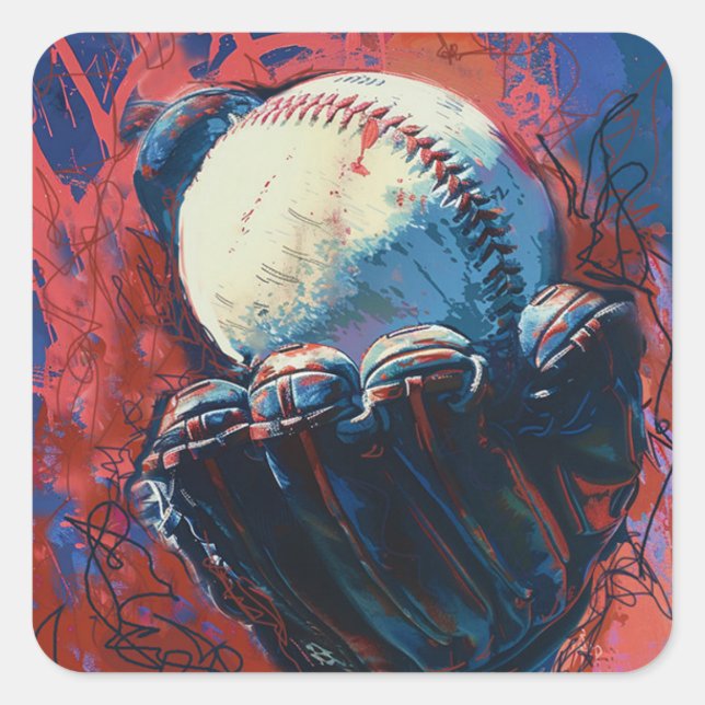 Quadrado Adesivo de baseball (Frente)