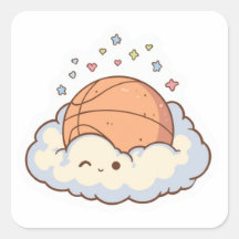 Adesivo de Basquetebol Kawaii Fofo em Nuvem Estéti