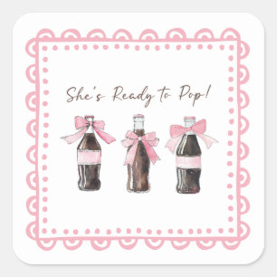 Quadrado Adesivo de Bebê Rosa Refrigerante Pronto para ESTO
