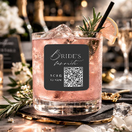 Quadrado Adesivo de Bebida de Casamento com Código QR “Favo