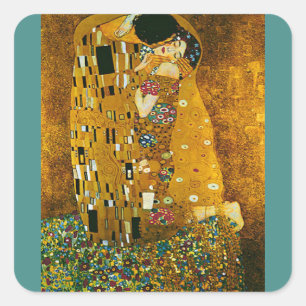 Quadrado Adesivo de Belas Artes, Gustav Klimt, O Beijo,