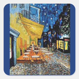 Quadrado Adesivo de Belas Artes, Vincent Van Gogh, Café da