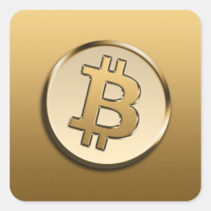Quadrado Adesivo de Bitcoin Dourado