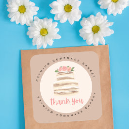 Quadrado Adesivo de Bolo de Noiva Floral Love Cakes