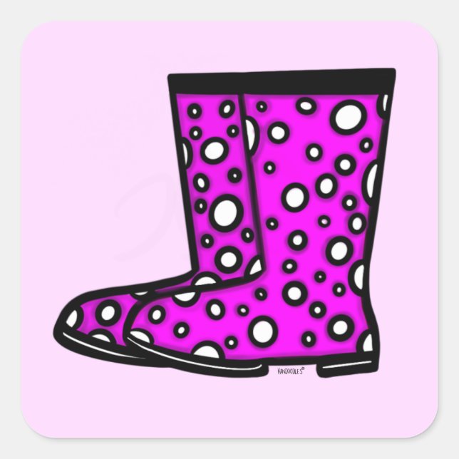 Quadrado Adesivo de botas de chuva (Frente)