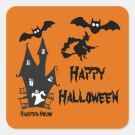 Quadrado Adesivo de Casa Assombrada Assustadora de Hallowee
