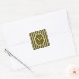 Quadrado Adesivo de casamento com monograma floral romântic