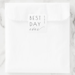Quadrado Adesivo de Casamento Minimalista Preto Otimista
