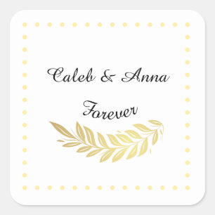 Quadrado Adesivo de Casamento Personalizado Elegante